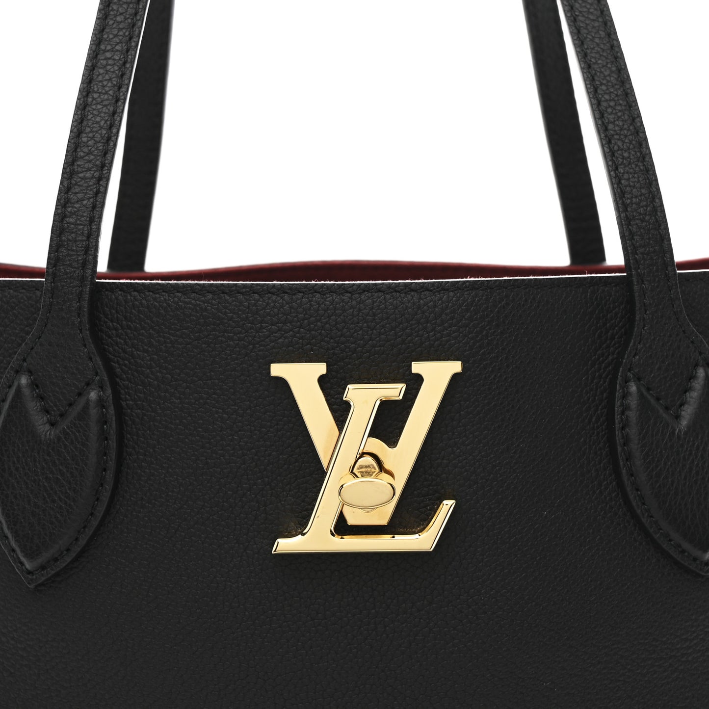 Grained Calfskin Lockme Shopper Black