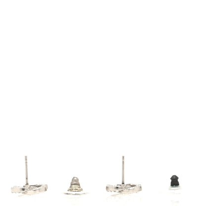 Chanel Crystal Timeless CC Earrings Silver 3 of 4