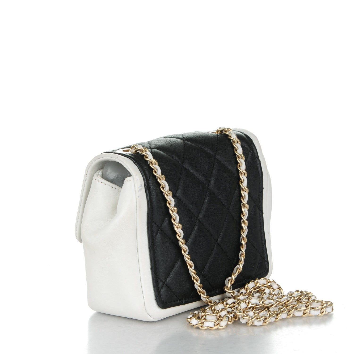 Chanel Calfskin Quilted Graphic Mini Flap Bag Black White 3 of 11