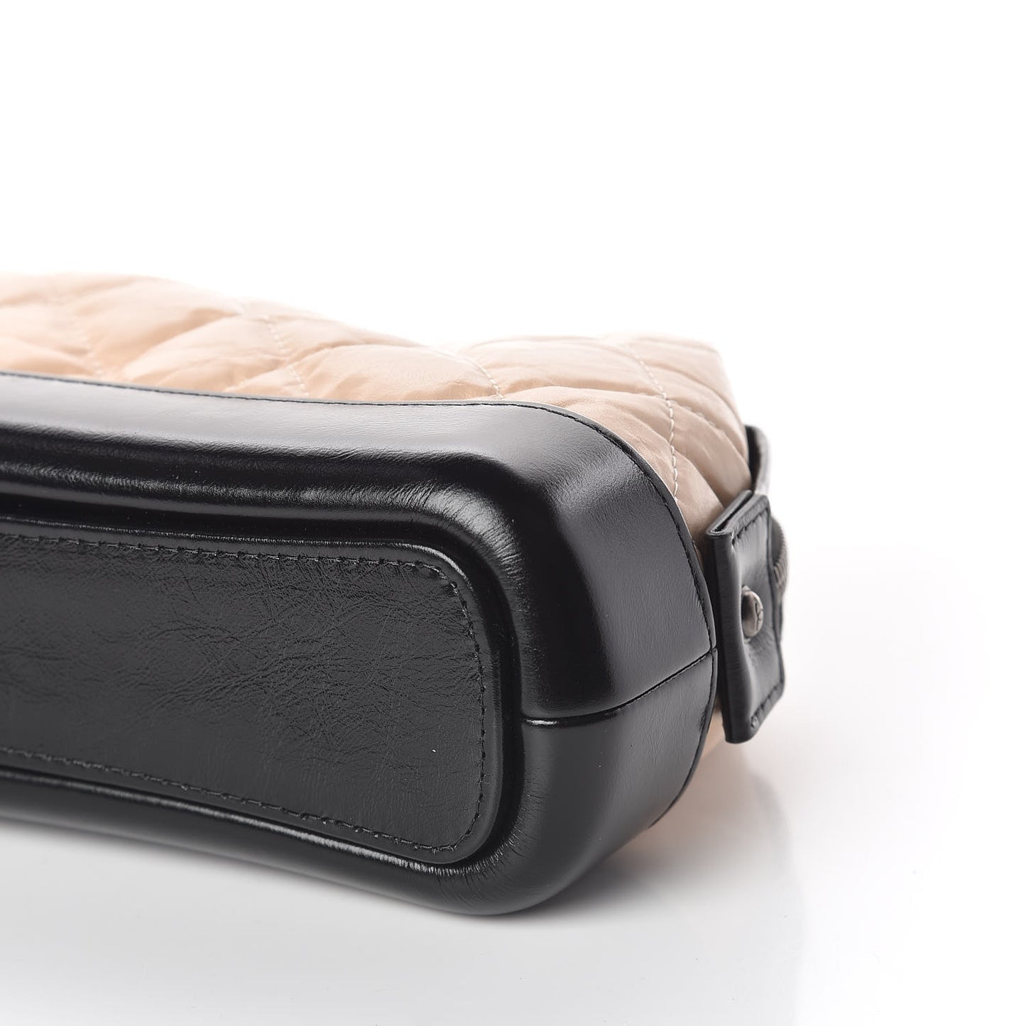 Aged Calfskin Quilted Gabrielle Cosmetic Case Beige Black