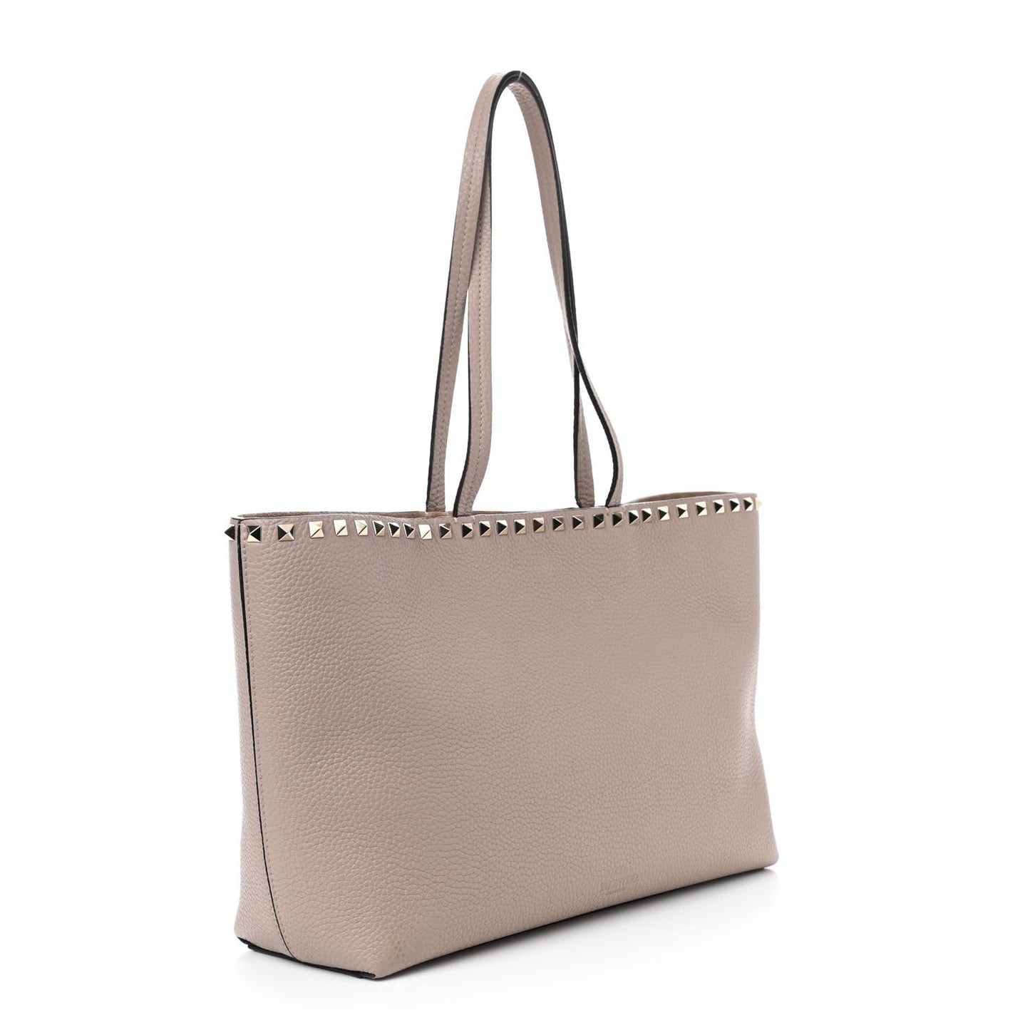Grained Calfskin Small Rockstud Shoulder Tote Poudre