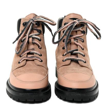 Chanel Suede Calfskin Lace Up Boots 40 Pink 2 of 13