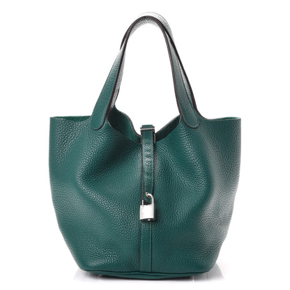 Hermes Taurillon Clemence Picotin Lock 22 MM Malachite 1 of 8