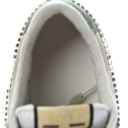 Gucci Nubuck Calfskin Web Removable Crystals Mens Screener Sneakers 9 Dusty Milk New Mystic White 13 of 27