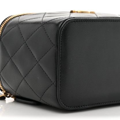 Chanel Goatskin Quilted Punk Essentials Vanity Case With Chain Black 10 of 11