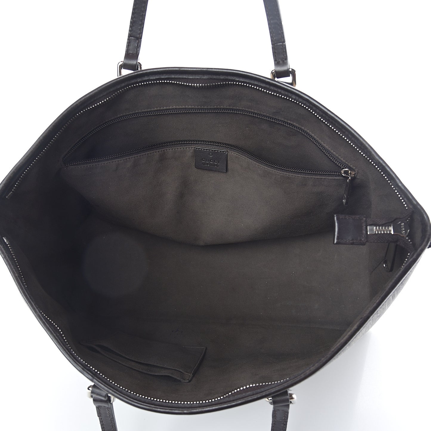 GG Supreme Monogram Medium Zippered Tote Dark Brown