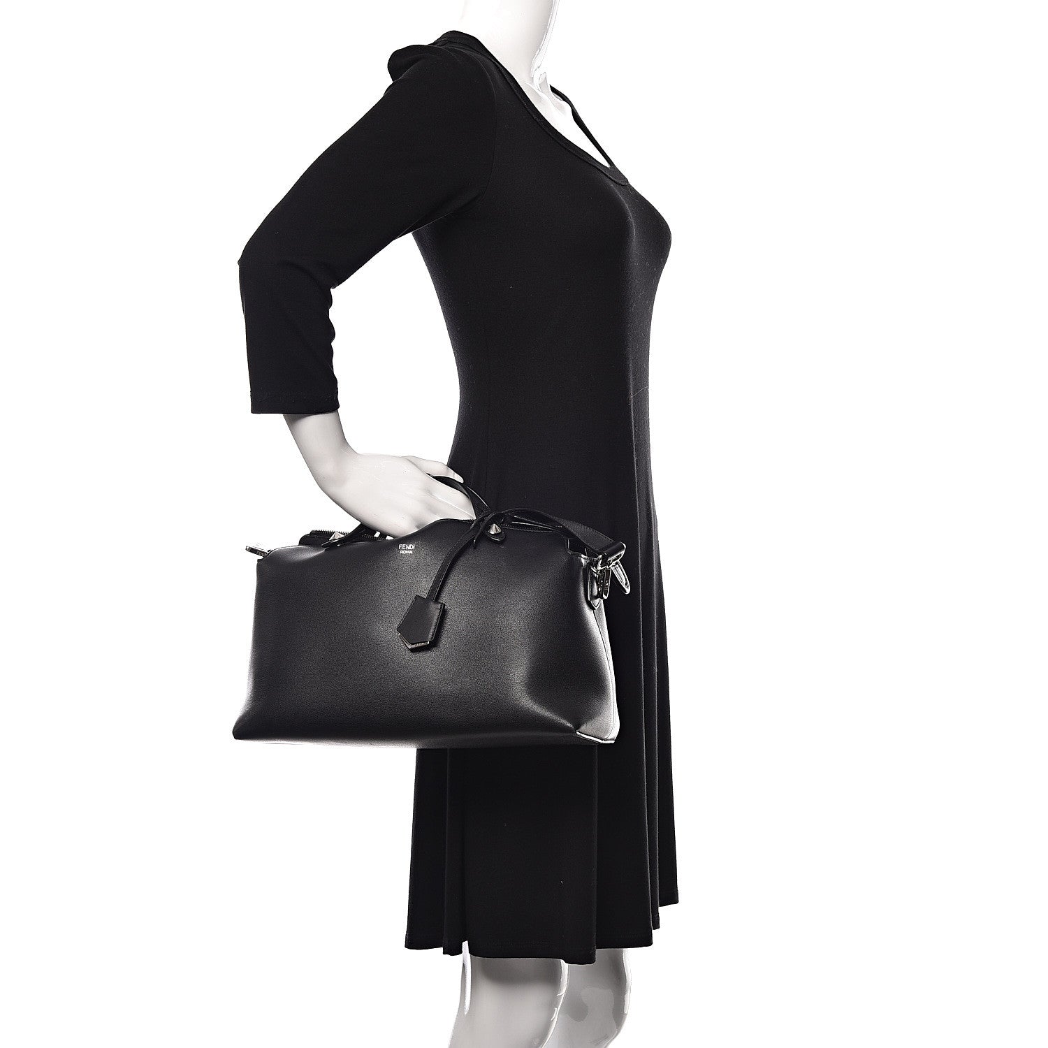 Fendi Vitello Dolce Marmol Large By The Way Boston Bag Black 3 of 11