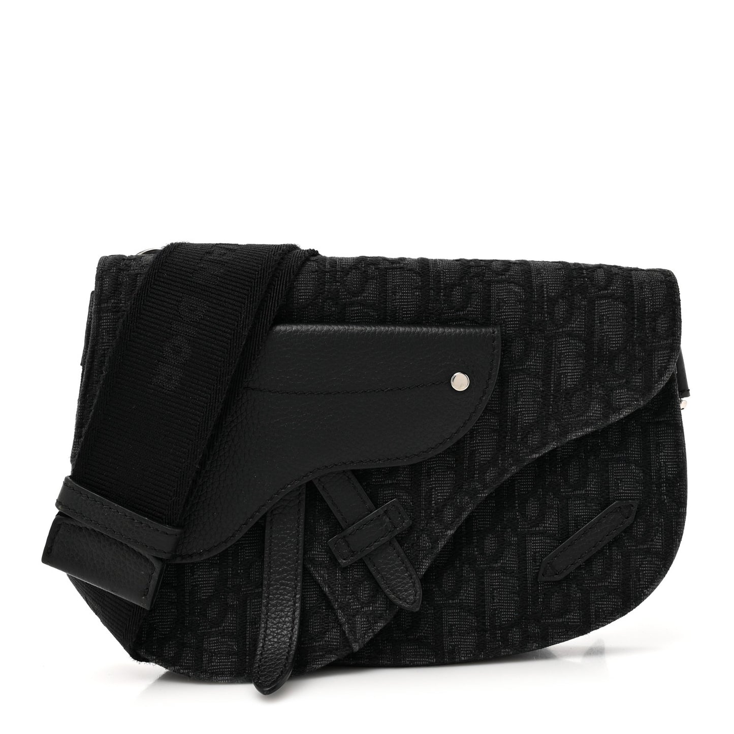 Oblique Saddle Messenger Pouch Black