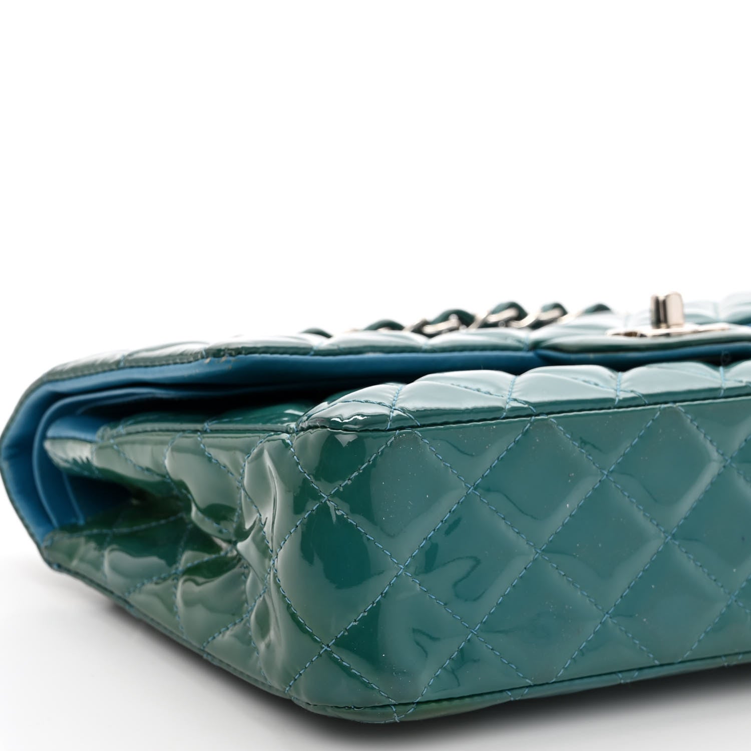 Chanel Patent Quilted Medium Double Flap Turquoise 10 of 12