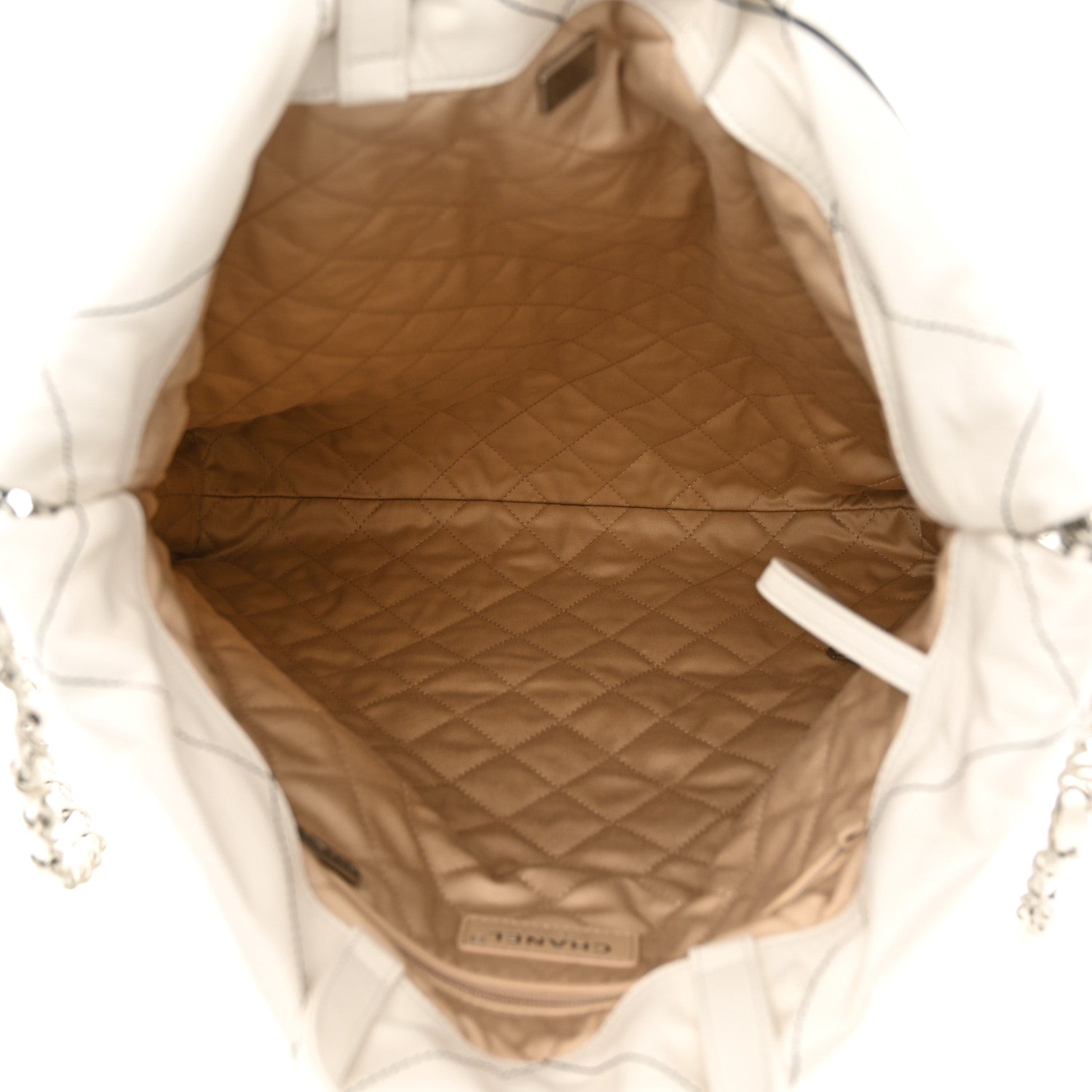 Chanel Shiny Calfskin Quilted Chanel 22 Backpack White Black 5 of 10