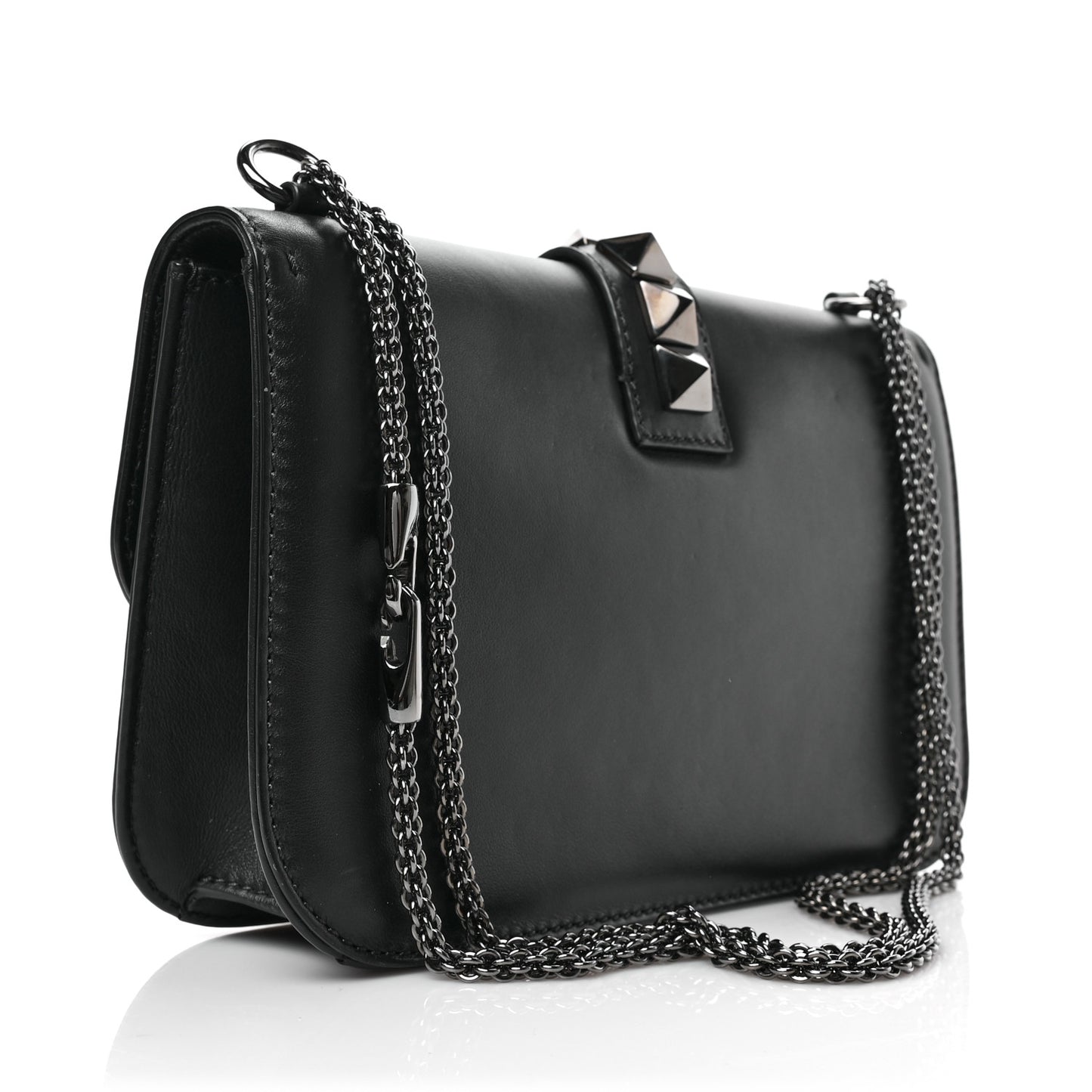 Vitello Medium Glam Lock Rockstud Flap Black