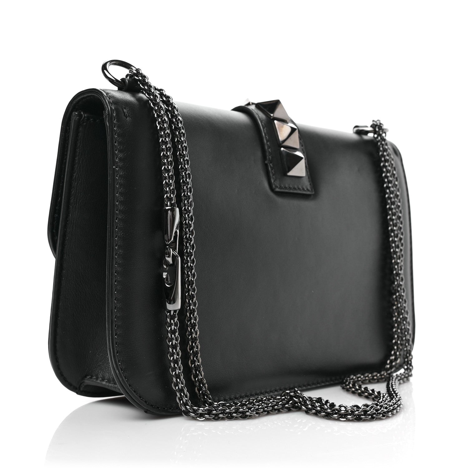 Valentino Garavani Vitello Medium Glam Lock Rockstud Flap Black 3 of 8