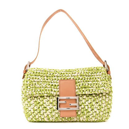 Fendi Woven Straw Baguette Green 1 of 14