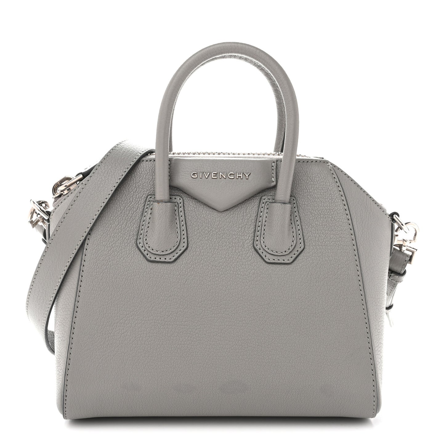 Sugar Goatskin Mini Antigona Pearl Grey