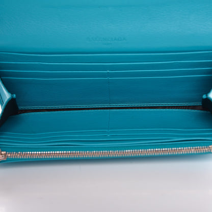 Balenciaga Supple Calfskin Papier Platre Money Wallet Bleu Caraibes 5 of 17