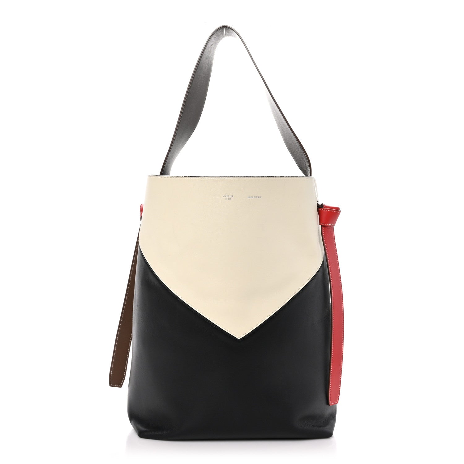 Celine Shiny Smooth Calfskin Twisted Cabas Ivory Black 1 of 9