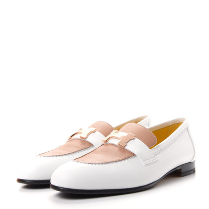 Hermes Calfskin Womens Paris Loafers 36.5 White Bois De Santal 3 of 11