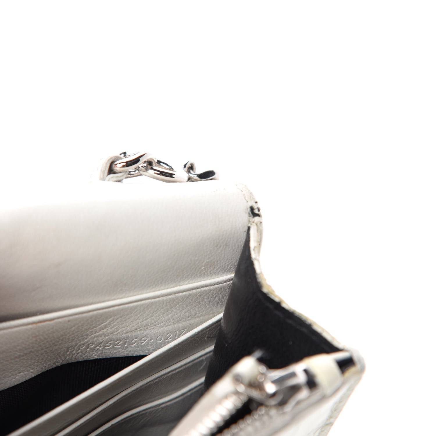 Saint Laurent Calfskin Crocodile Embossed Kate Monogram Tassel Chain Wallet Cremasoft 14 of 16