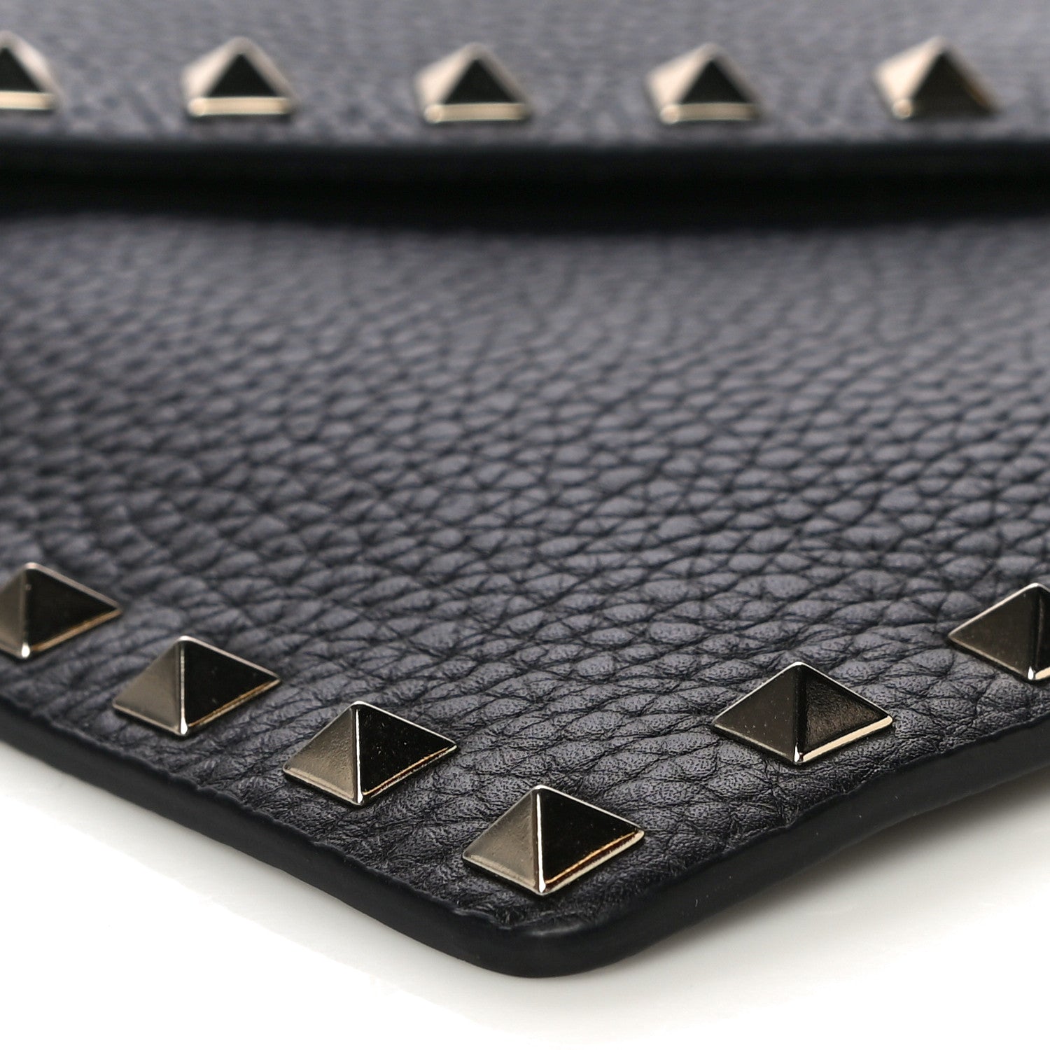 Valentino Garavani Pebbled Calfskin Medium Rockstud Envelope Flat Wristlet Pouch Black 5 of 10