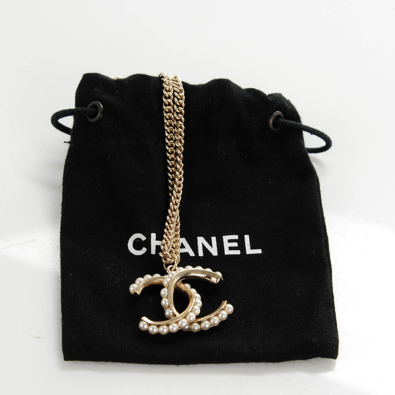 Chanel Pearl CC Pendant Necklace Gold 6 of 6