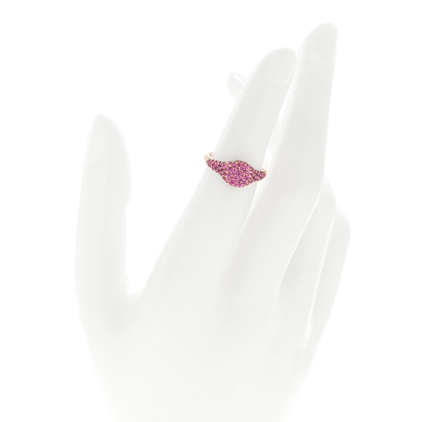 18K Rose Gold Pink Sapphire Petite Pave Chevron Pinky Ring