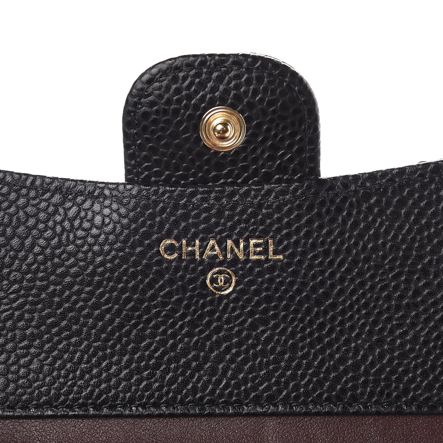 Caviar Quilted Compact Flap Wallet Black