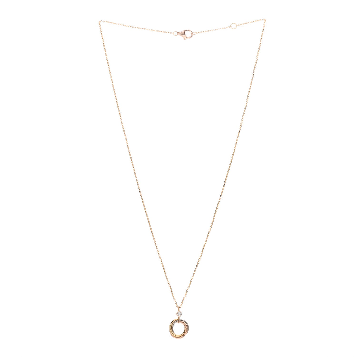 Cartier 18K Pink Yellow White Gold Diamond Trinity Pendant Necklace 3 of 5