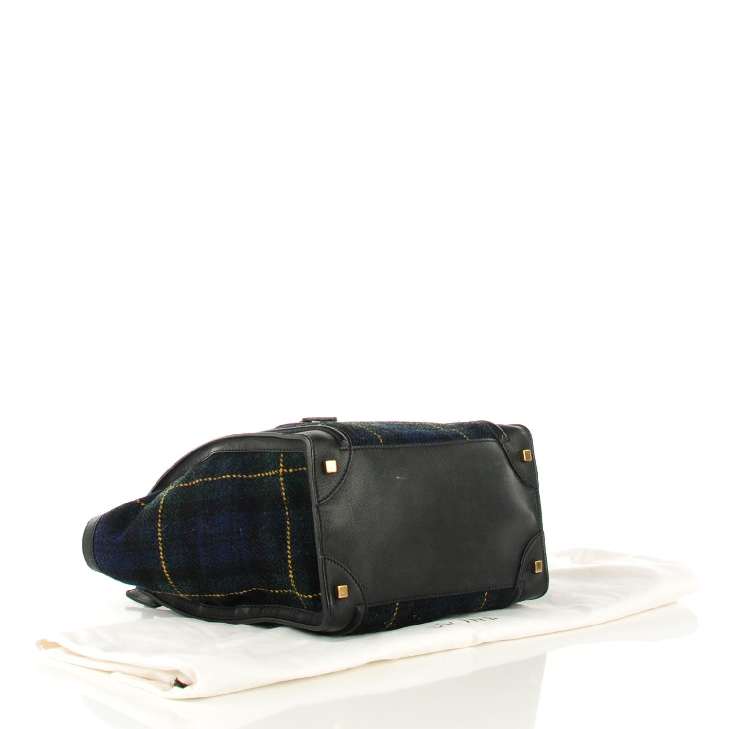 Celine Smooth Calfskin Tweed Tartan Mini Luggage Midnight 6 of 11
