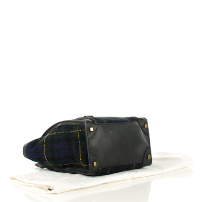 Celine Smooth Calfskin Tweed Tartan Mini Luggage Midnight 6 of 11