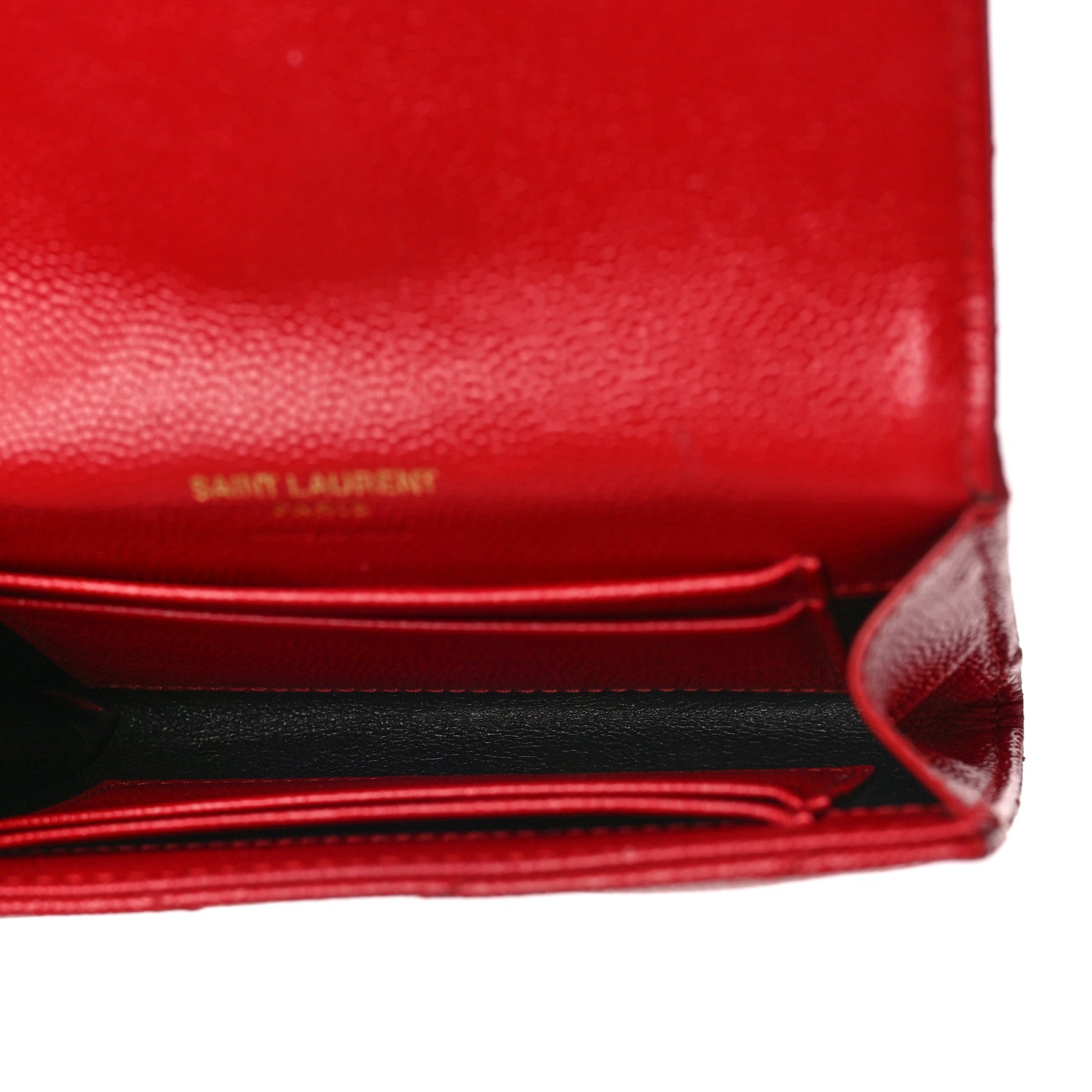Saint Laurent Grain De Poudre Matelasse Chevron Small Monogram Envelope Wallet New Red 5 of 9