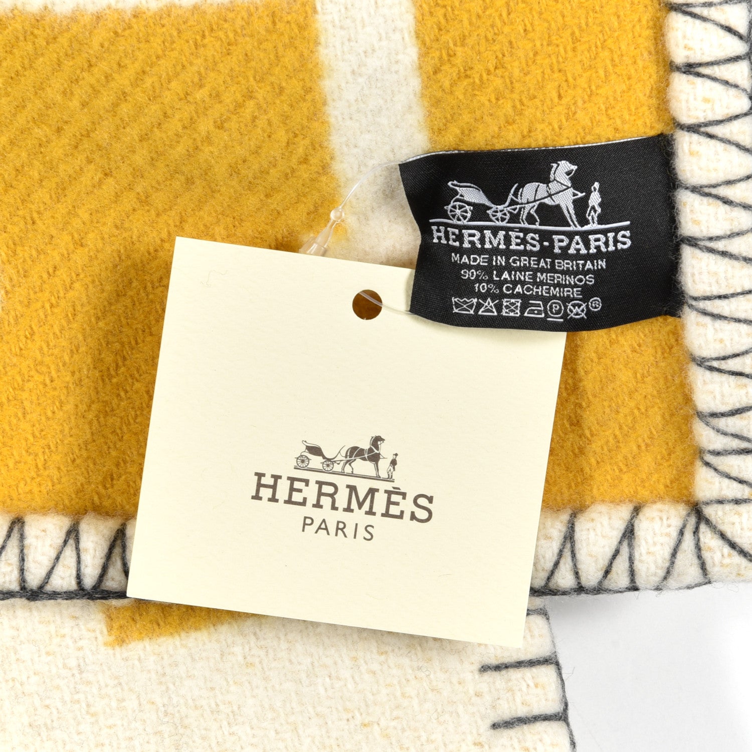 Hermes Wool Cashmere Avalon III Blanket Gris Soleil 3 of 3