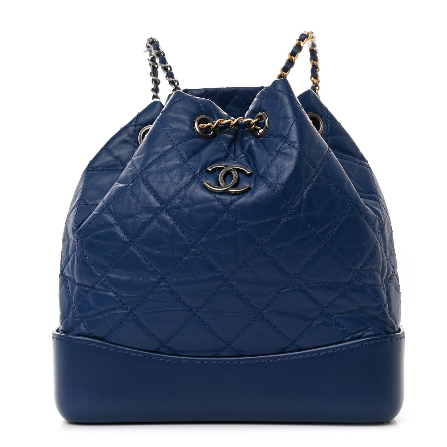 Aged Calfskin Quilted Small Gabrielle Backpack Navy