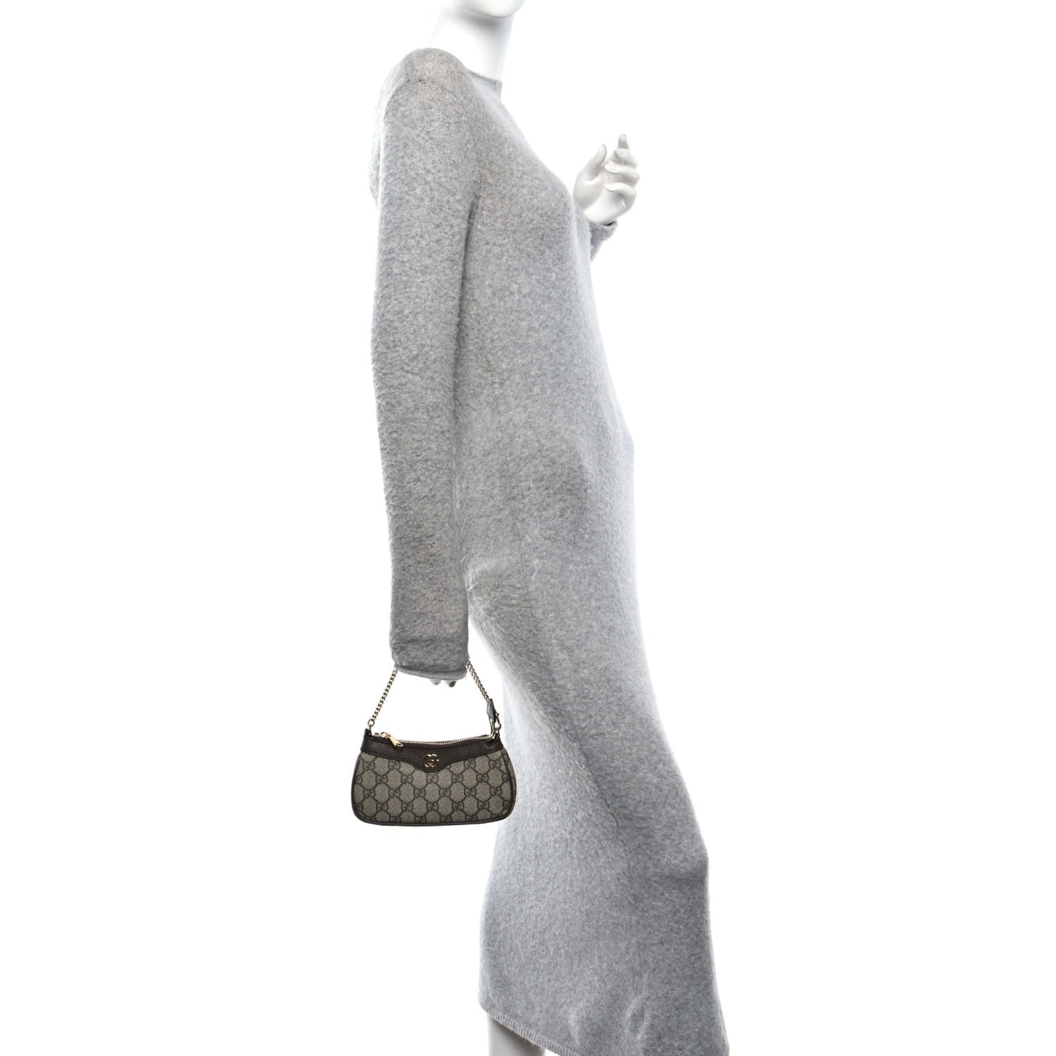 Gucci GG Supreme Monogram Textured Dollar Calfskin Mini Ophidia Chain Bag Beige Ebony 2 of 11