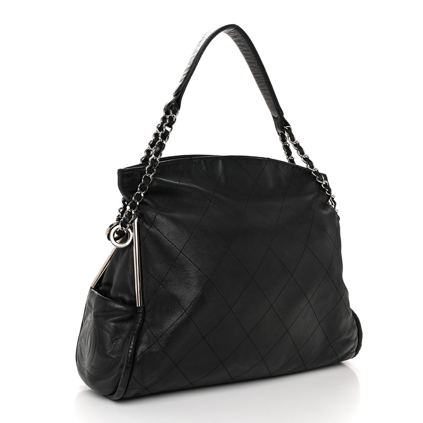 Lambskin Stitched Medium Ultimate Soft Tote Black