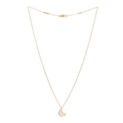 Van Cleef & Arpels 18K Yellow Gold Mother of Pearl Sweet Alhambra Butterfly Pendant Necklace 2 of 3