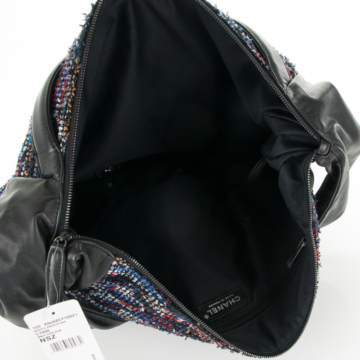 Chanel Tweed Lambskin Large Girl Bag Multicolor Black 5 of 7
