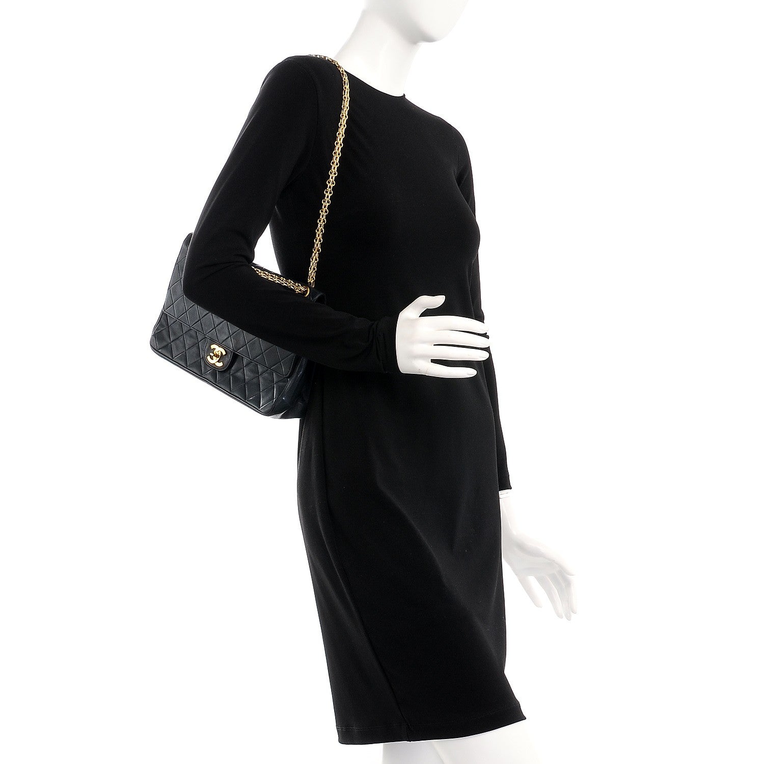 Chanel Lambskin Medium Mademoiselle Chain Double Flap Navy 3 of 7