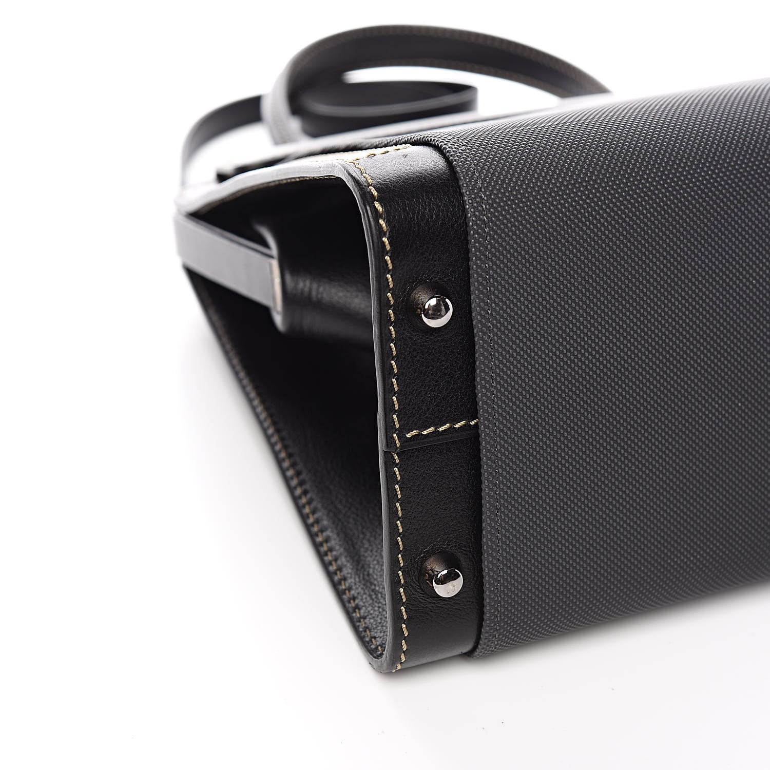 Delvaux Calfskin Canvas Illusion Top Handle Frame Bag Jumping Black 7 of 9