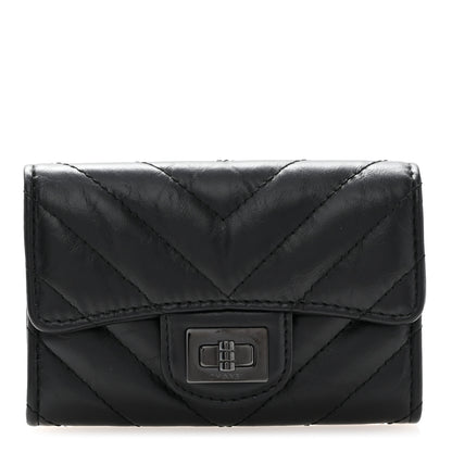 Chanel Aged Calfskin Chevron Quilted Reissue Flap Card Holder So Black 1 of 9