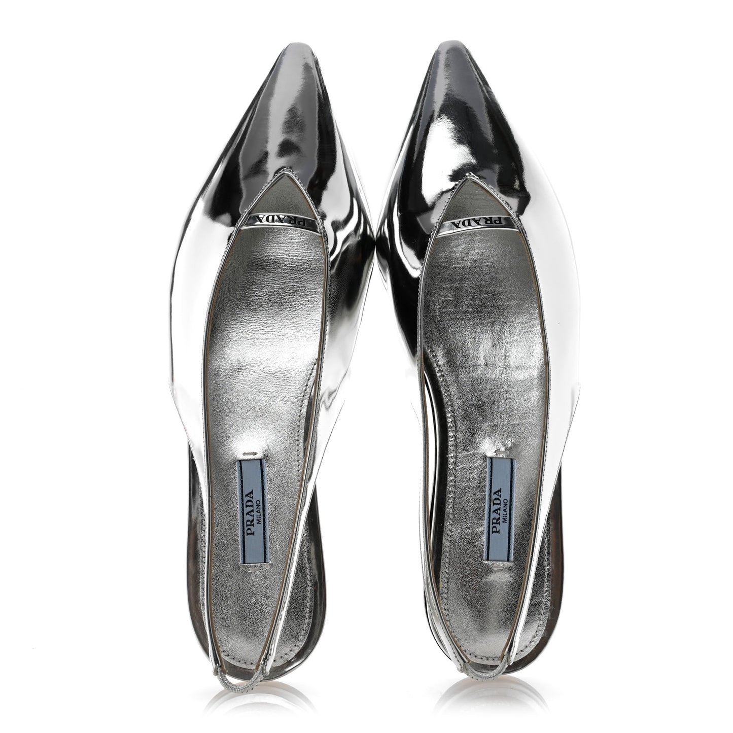 Metallic Calfskin Slingback Ballerinas 39.5 Silver