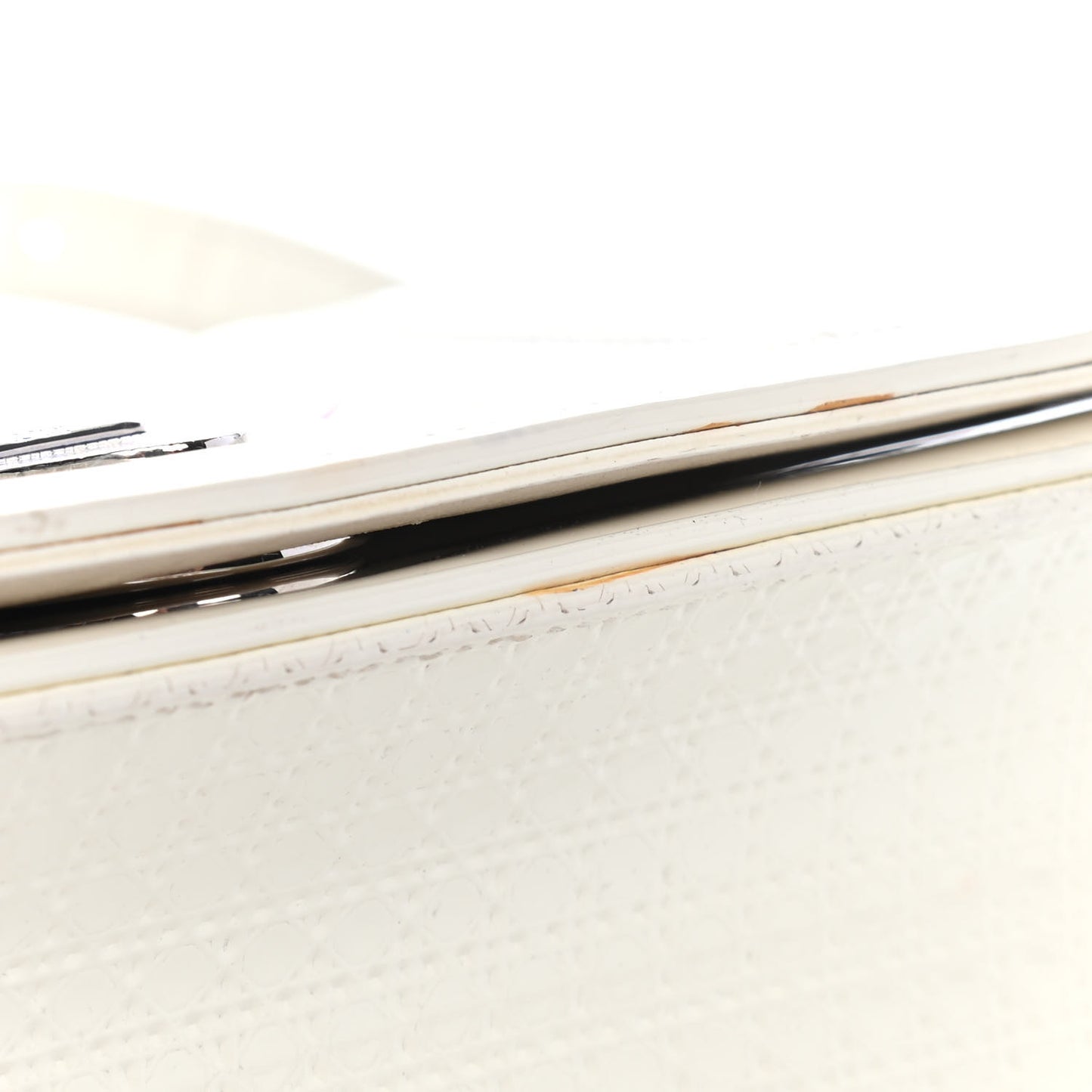 Patent Micro-Cannage Small Diorama Flap Bag White