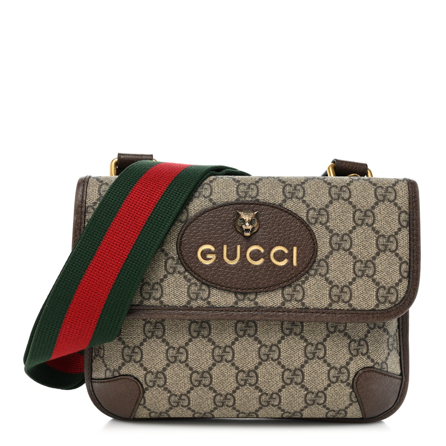 Gucci GG Supreme Monogram Web Small Neo Vintage Double Flap Messenger Bag Beige New Acero 1 of 21