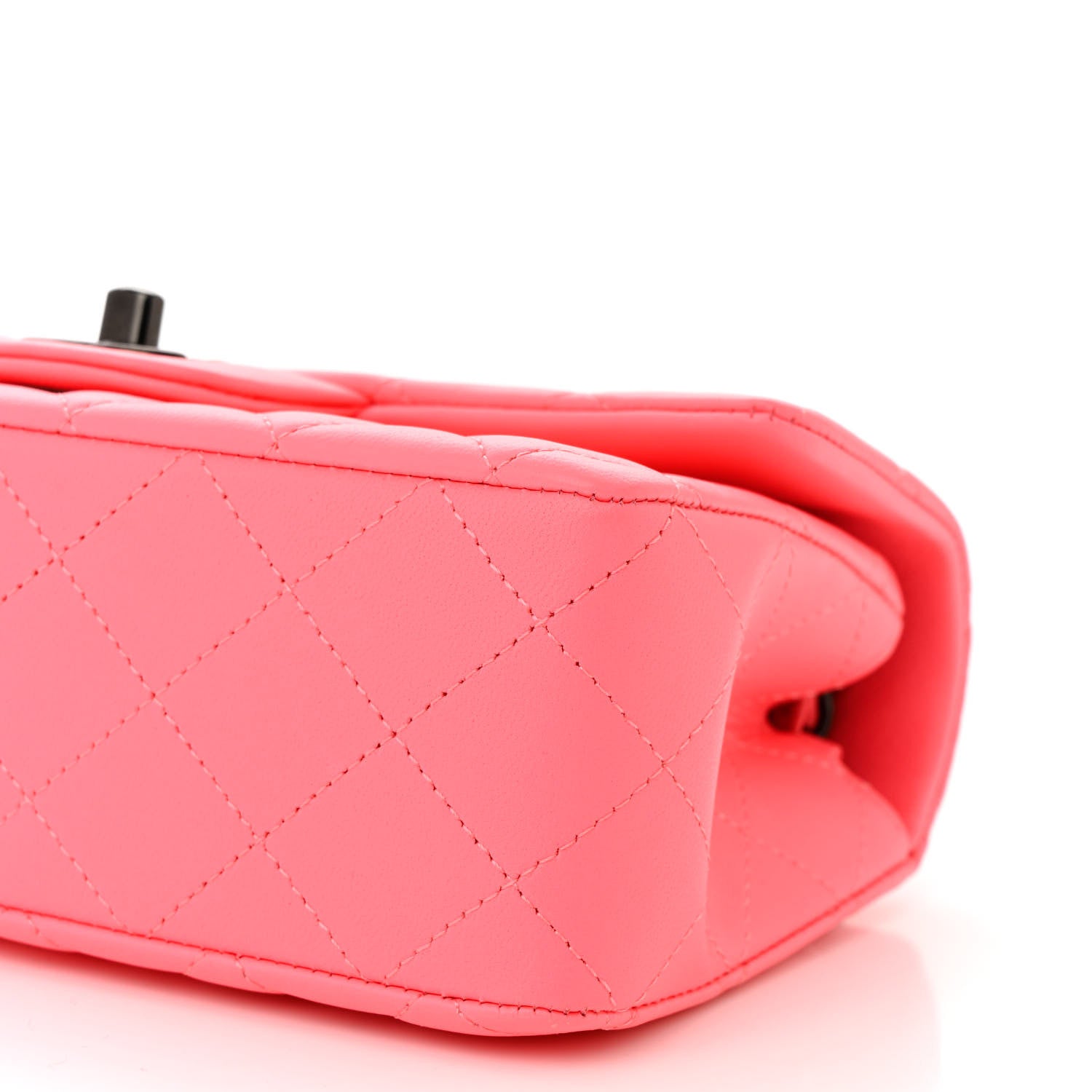 Chanel Lambskin Quilted Mini Rectangular Flap Coral Pink 10 of 11
