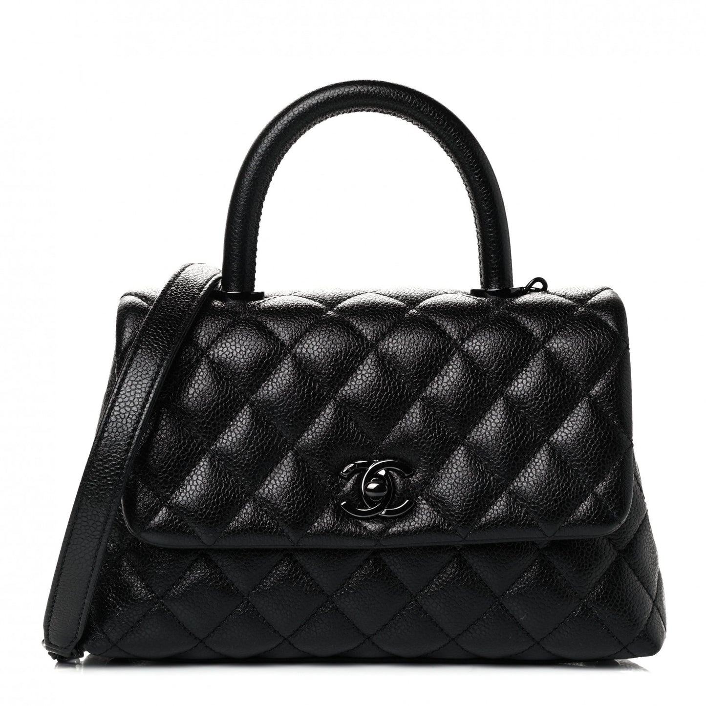 Caviar Quilted Mini Coco Handle Flap So Black