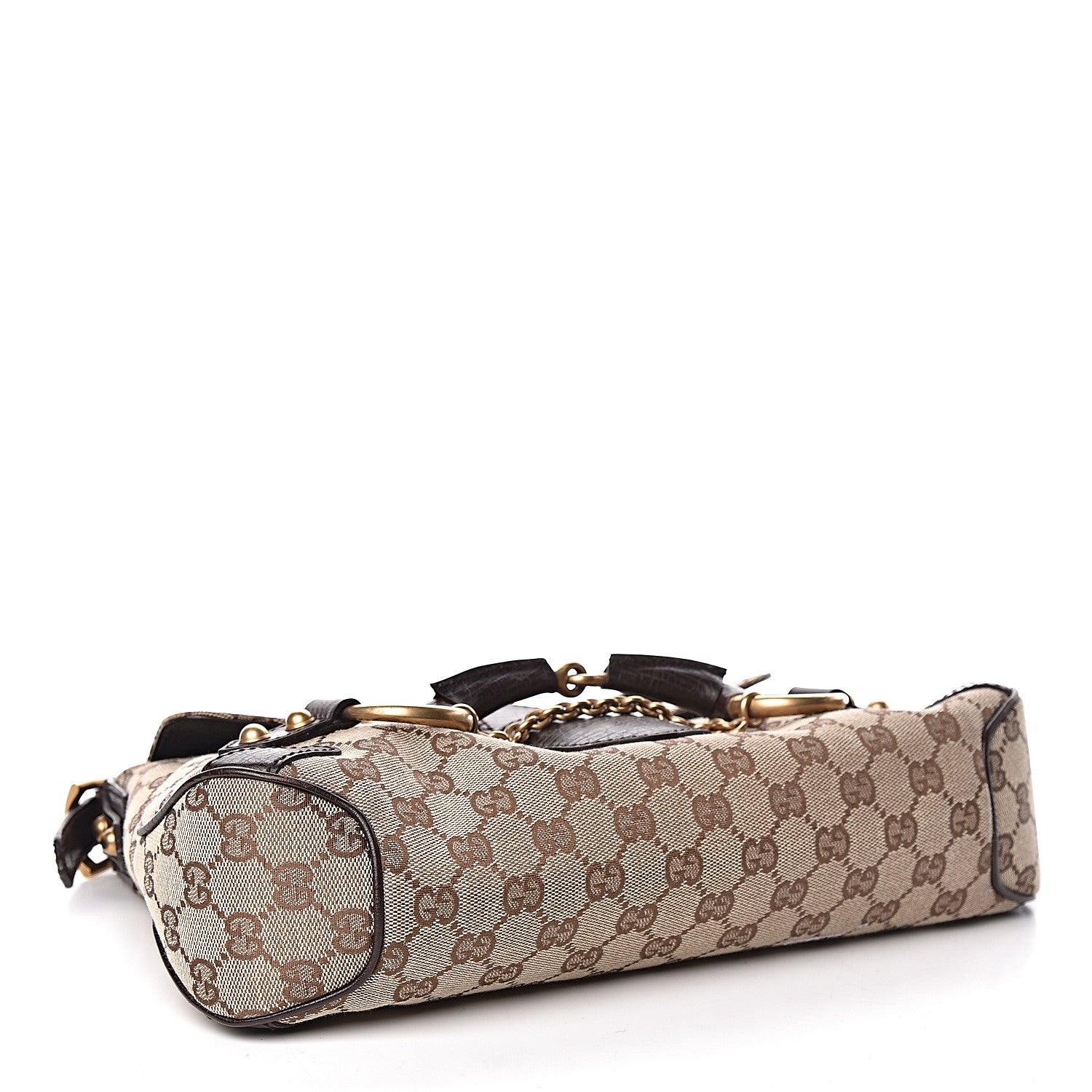 Gucci Monogram Horsebit Chain Flap Shoulder Bag Brown 4 of 10