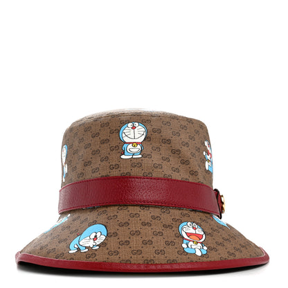 Gucci X DORAEMON Mini Vintage GG Supreme Monogram Textured Dollar Calfskin Bucket Hat L Beige Cherry Red 3 of 10