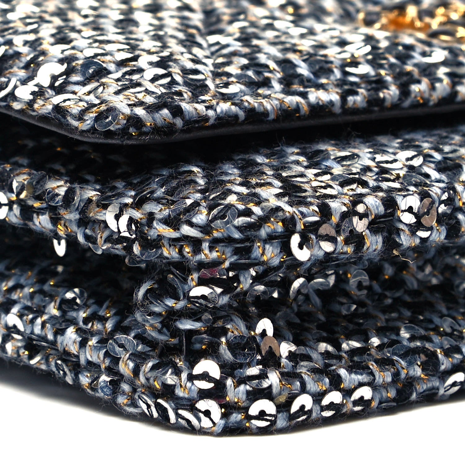 Chanel Sequin Quilted Chanel 19 Wallet On Chain WOC Silver 7 of 8