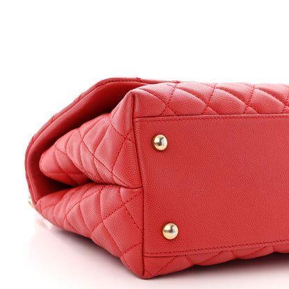 Chanel Caviar Quilted Small Coco Handle Flap Red 9 of 12