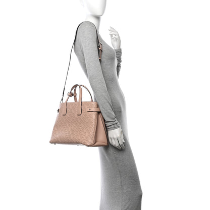 Burberry Calfskin Perforated Medium Banner Tote Pale Fawn Pink 2 of 13