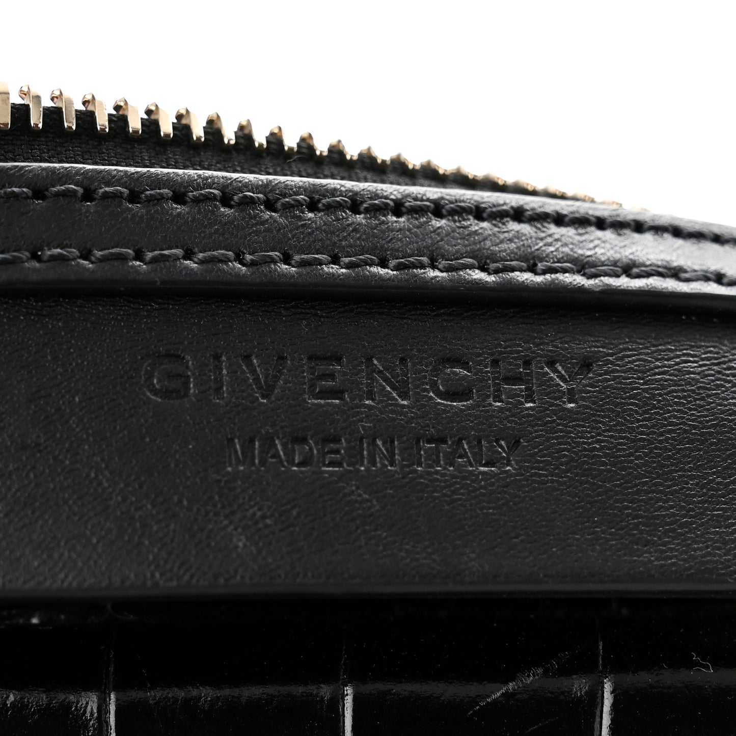 Calfskin Crocodile Embossed Small Antigona Black